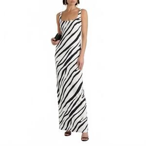 NEW ET OCHS zebra aaliyah square neck gown in white